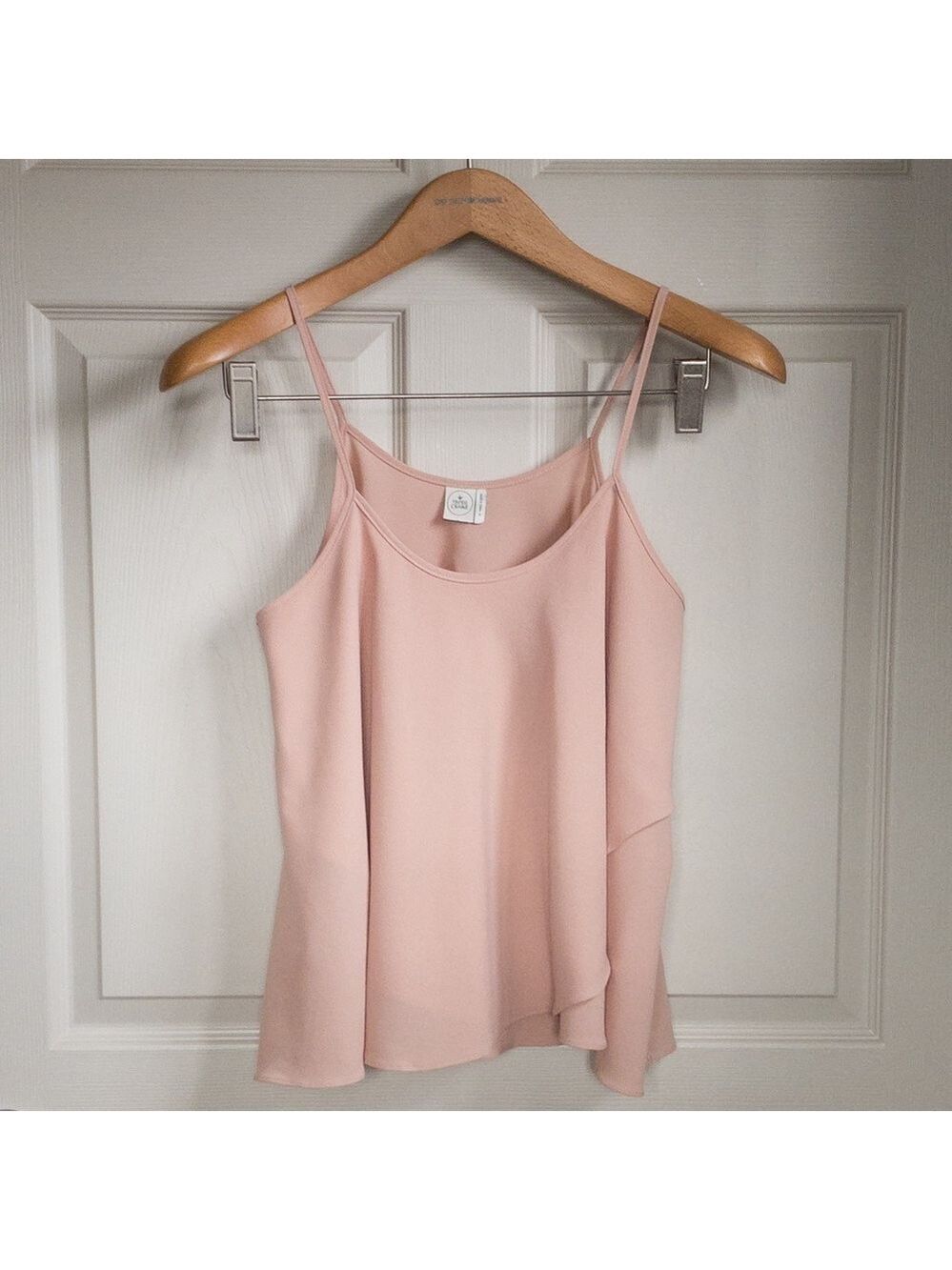 Paper Crane Nude Pink Sleeveless Tank Top Blouse Layered Ruffled Hem Size Medium